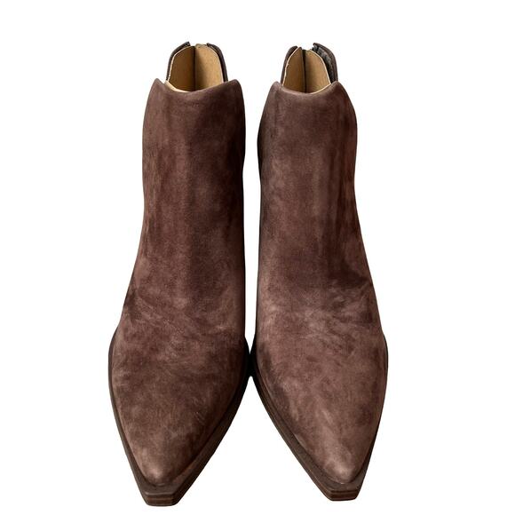 Vince Camuto Gigietta Suede Heeled Ankle Boots US 8 EU 38.5 Brown Western - Picture 4 of 10